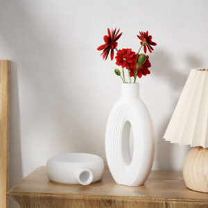 Nordic Style Vase Oval Striped Silicone Mold