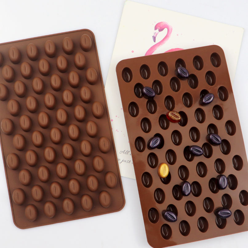 55 Hole Coffee Bean Shape Silicon Chocolate Molds